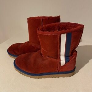 Ugg (Australia) Red White Blue Striped Children’s 4 Suede Shearling